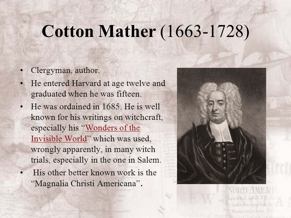 Cotton mather wonders invisible world essay